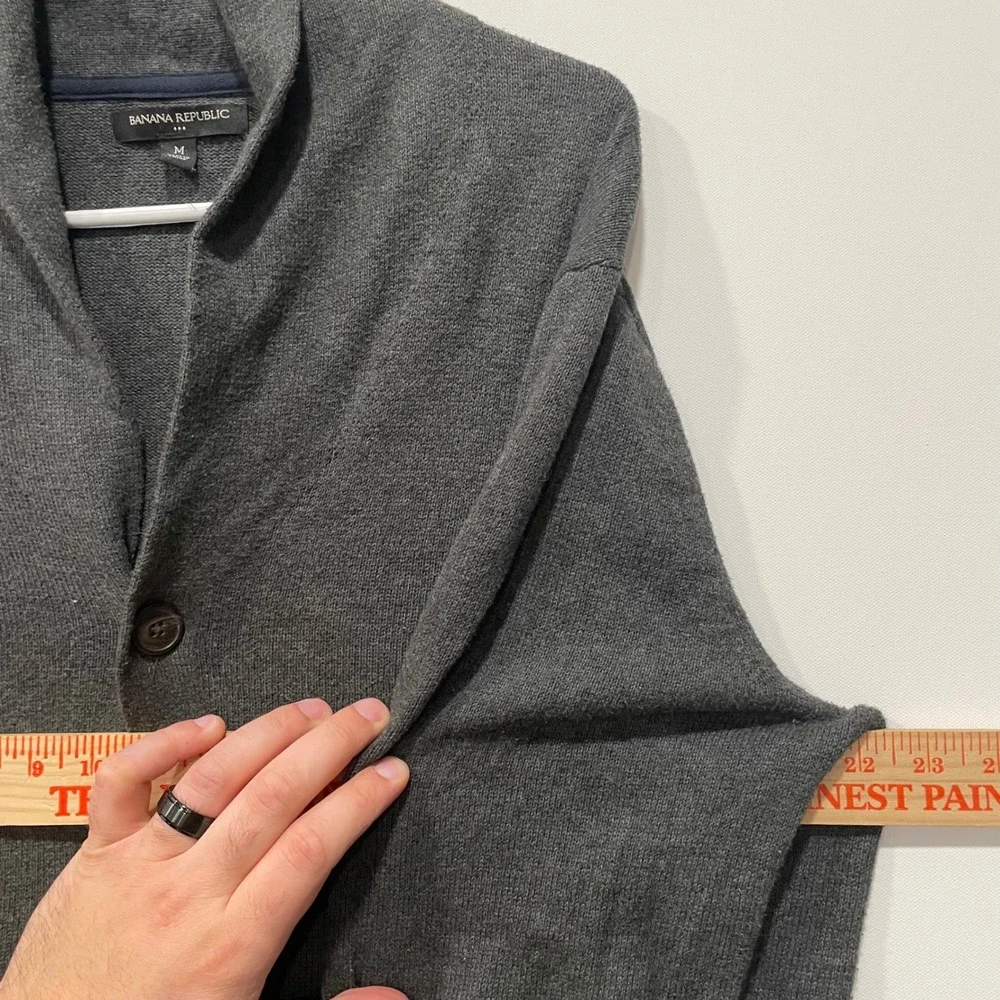 Banana Republic‎ Men Charcoal Shawl Collar Cardigan Sweater Medium Button Front